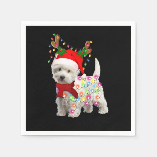Vrolijk kerstfeest Westie Dog Reindeer Cosplay Servet (Voorkant)