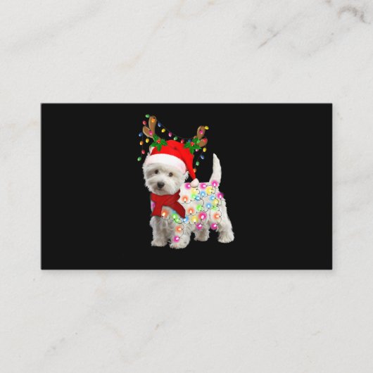 Vrolijk kerstfeest Westie Dog Reindeer Cosplay Visitekaartje (Voorkant)