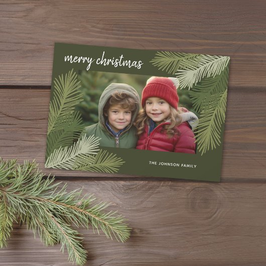 Vrolijk kerstfeest - Whimsica Branches Modern Foto Feestdagenkaart