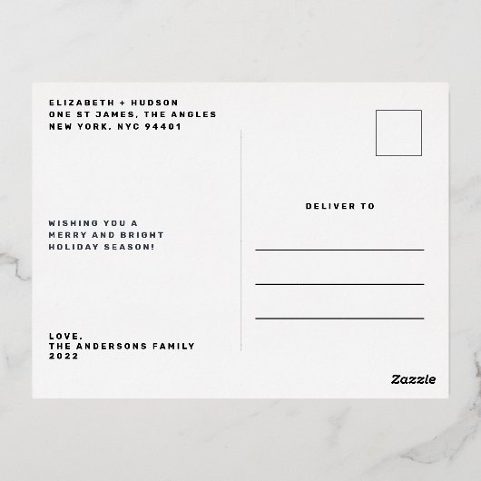 Vrolijk kerstfeest WHIMSICAL letters FotoHappy Gol Folie Feestdagen Briefkaart (Achterkant)