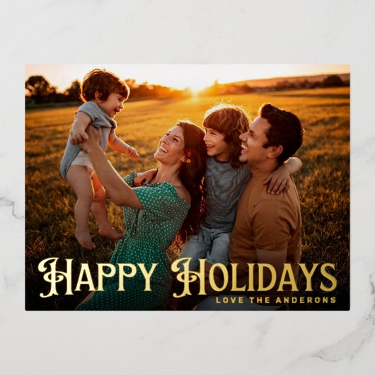 Vrolijk kerstfeest WHIMSICAL letters FotoHappy Gol Folie Feestdagen Briefkaart (Voorkant)