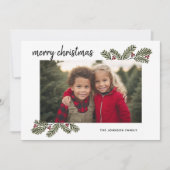 Vrolijk kerstfeest Whimsical Pine Branches - 1 Fot Feestdagenkaart (Voorkant)