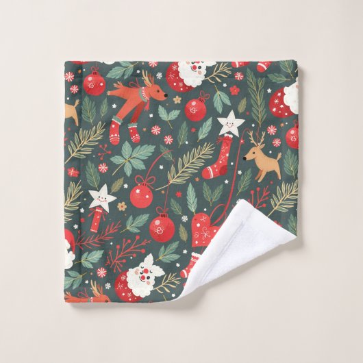 Vrolijk kerstfeest Whimsy Bad Handdoek (Wasdoekje)