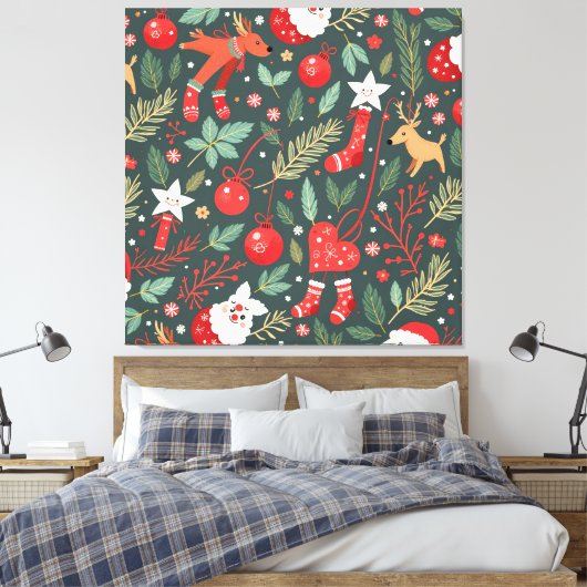 Vrolijk kerstfeest Whimsy Canvas Afdruk (Insitu (Slaapkamer))