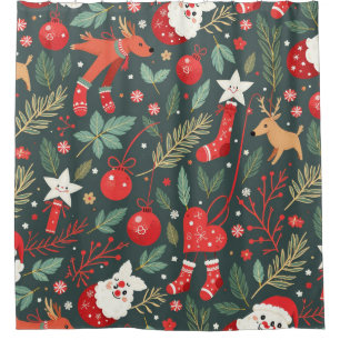 Vrolijk kerstfeest Whimsy Douchegordijn