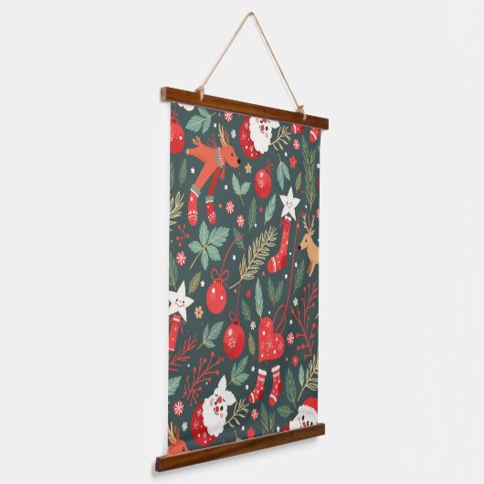 Vrolijk kerstfeest Whimsy Hangend Wandkleed (Gebogen)