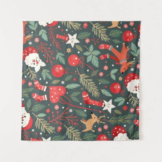 Vrolijk kerstfeest Whimsy Wandkleed (Voorkant (horizontaal))