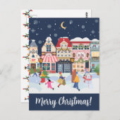 Vrolijk Kerstfeest Whimsy Winter Town Personaliser Briefkaart (Voorkant / Achterkant)