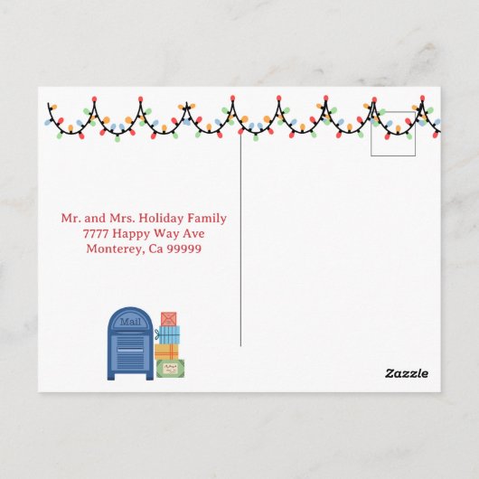 Vrolijk Kerstfeest Whimsy Winter Town Personaliser Briefkaart (Achterkant)