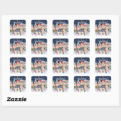 Vrolijk Kerstfeest Whimsy Winter Town Personaliser Vierkante Sticker (Vel)