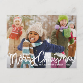 VROLIJK KERSTFEEST | white brush script holiday Briefkaart