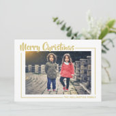 Vrolijk kerstfeest| White Gold |Foto Feestdagenkaart (Staand voorkant)