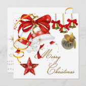 Vrolijk kerstfeest White Gold Red Xmas Glitter Kaart (Voorkant / Achterkant)