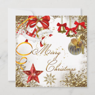 Vrolijk kerstfeest White Gold Red Xmas sneeuw Kaart