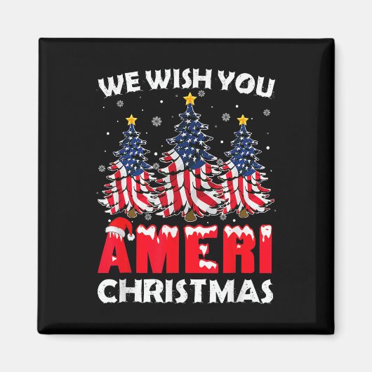 Vrolijk kerstfeest Wij wensen u Ameri Xmas America Magneet (Voorkant)