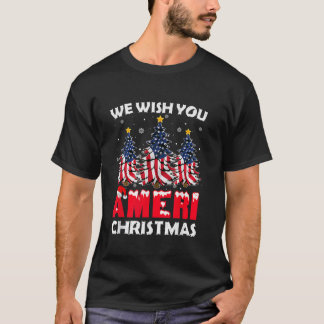 Vrolijk kerstfeest Wij wensen u Ameri Xmas America T-shirt