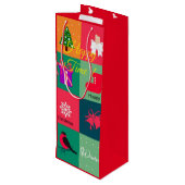Vrolijk kerstfeest wijn cadeautas (Achterkant Gekanteld)