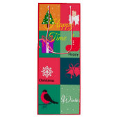 Vrolijk kerstfeest wijn cadeautas (Voorkant)