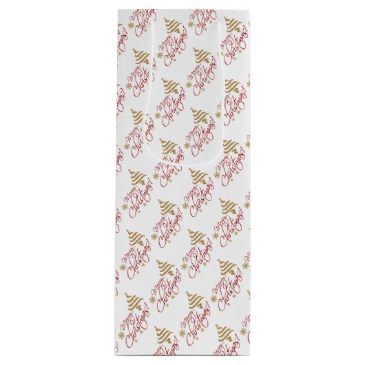 Vrolijk kerstfeest wijn cadeautas (Voorkant)