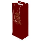 Vrolijk kerstfeest wijn cadeautas (Achterkant Gekanteld)