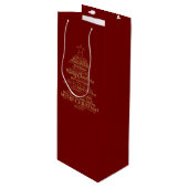 Vrolijk kerstfeest wijn cadeautas (Voorkant Gekanteld)