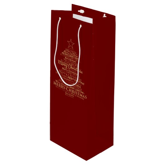 Vrolijk kerstfeest wijn cadeautas (Voorkant Gekanteld)