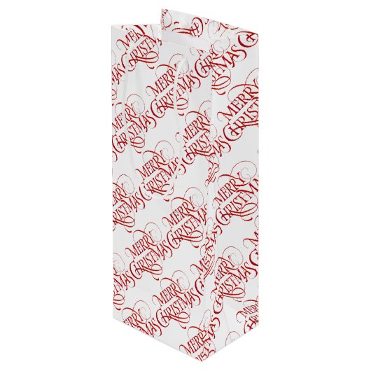 Vrolijk kerstfeest wijn cadeautas (Achterkant Gekanteld)