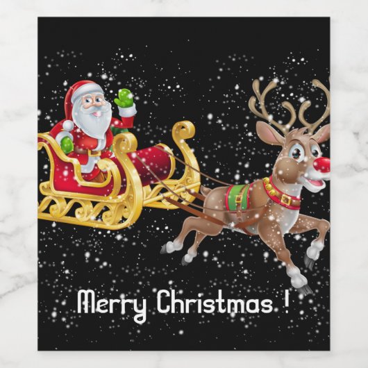 Vrolijk kerstfeest wijn etiket (Enkel label)