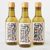 Vrolijk kerstfeest wijn etiket (Flessen)