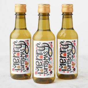 Vrolijk kerstfeest wijn etiket