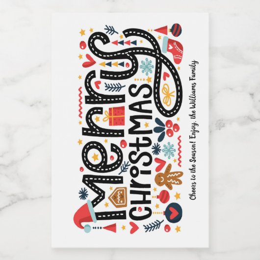 Vrolijk kerstfeest wijn etiket (Enkel label)