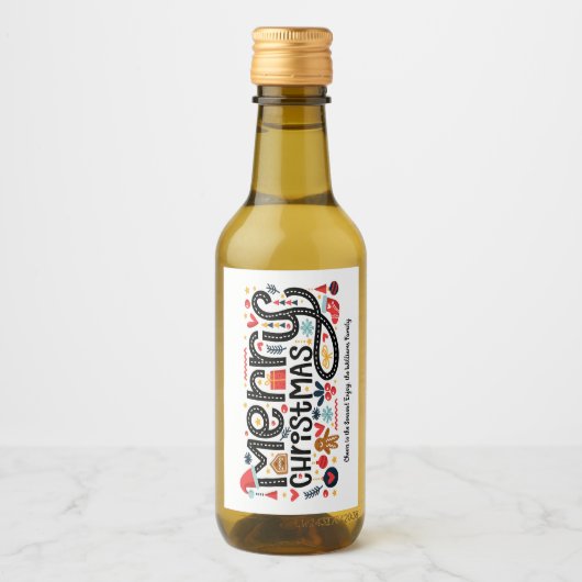 Vrolijk kerstfeest wijn etiket (Voorkant)