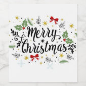 Vrolijk kerstfeest wijn etiket (Enkel label)