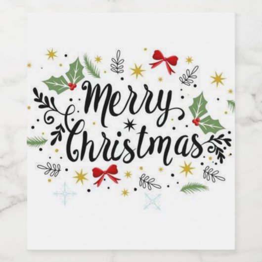 Vrolijk kerstfeest wijn etiket (Enkel label)