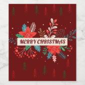 Vrolijk kerstfeest wijn etiket (Enkel label)
