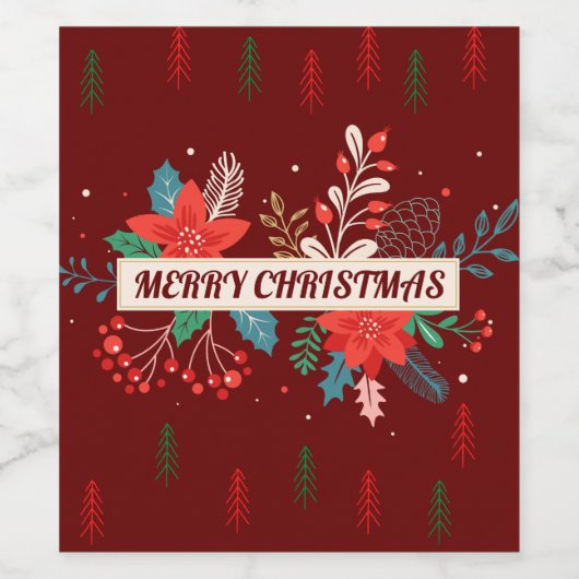 Vrolijk kerstfeest wijn etiket (Enkel label)