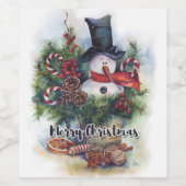 Vrolijk kerstfeest wijn etiket (Enkel label)