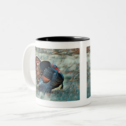 Vrolijk kerstfeest Wild Turkey Two-Tone Coffee Mok (Voorkant links)