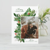 vrolijk kerstfeest. Winter bloemen botanische groe Feestdagenkaart (Staand voorkant)