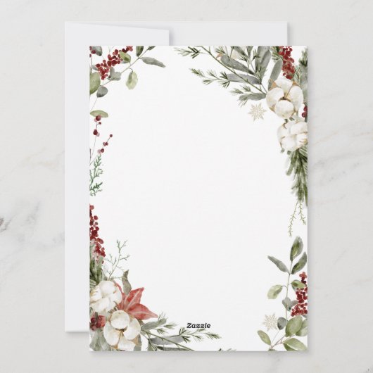 vrolijk kerstfeest | Winter Bloemen en Foto en Gou Feestdagenkaart (Achterkant)