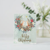 Vrolijk Kerstfeest Winter Bloemenvossen briefkaart (Staand voorkant)