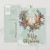 Vrolijk Kerstfeest Winter Bloemenvossen briefkaart (Voorkant / Achterkant)