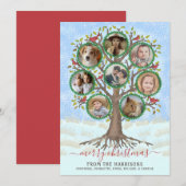Vrolijk Kerstfeest Winter Family Tree 8 Fotocollag Feestdagenkaart (Voorkant / Achterkant)
