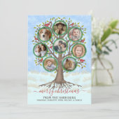 Vrolijk Kerstfeest Winter Family Tree 8 Fotocollag Feestdagenkaart (Staand voorkant)
