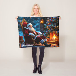 Vrolijk Kerstfeest winter feestelijke Santa magie Fleece Deken
