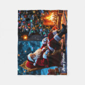 Vrolijk Kerstfeest winter feestelijke Santa magie Fleece Deken (Voorkant)