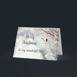 Vrolijk Kerstfeest Winter Frost Bird Sister Feestdagen Kaart<br><div class="desc">Als je houdt van de traditionele dingen van kerst zoals winterse,  ijzige,  boompjes en schattige,  kleine,  vriendelijke,  vogeltjes; Chickadees in dit hoesje. Dan is dit de kaart voor je zus</div>