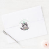 vrolijk kerstfeest. Winter grappige wasbeer. Schat Ronde Sticker (Envelop)