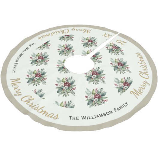 Vrolijk Kerstfeest Winter Greenery Botanische Cust Kerstboom Rok (Gekanteld)