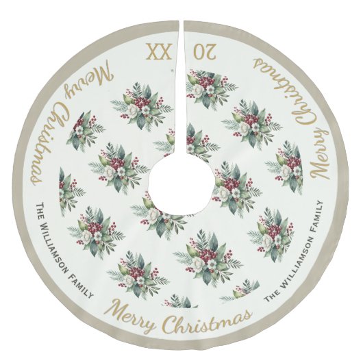 Vrolijk Kerstfeest Winter Greenery Botanische Cust Kerstboom Rok (Voorkant)